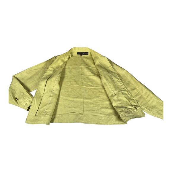 Classiques Entier 100% Linen Full Zip Jacket Size Small Lime Green Lightweight - Picture 7 of 12